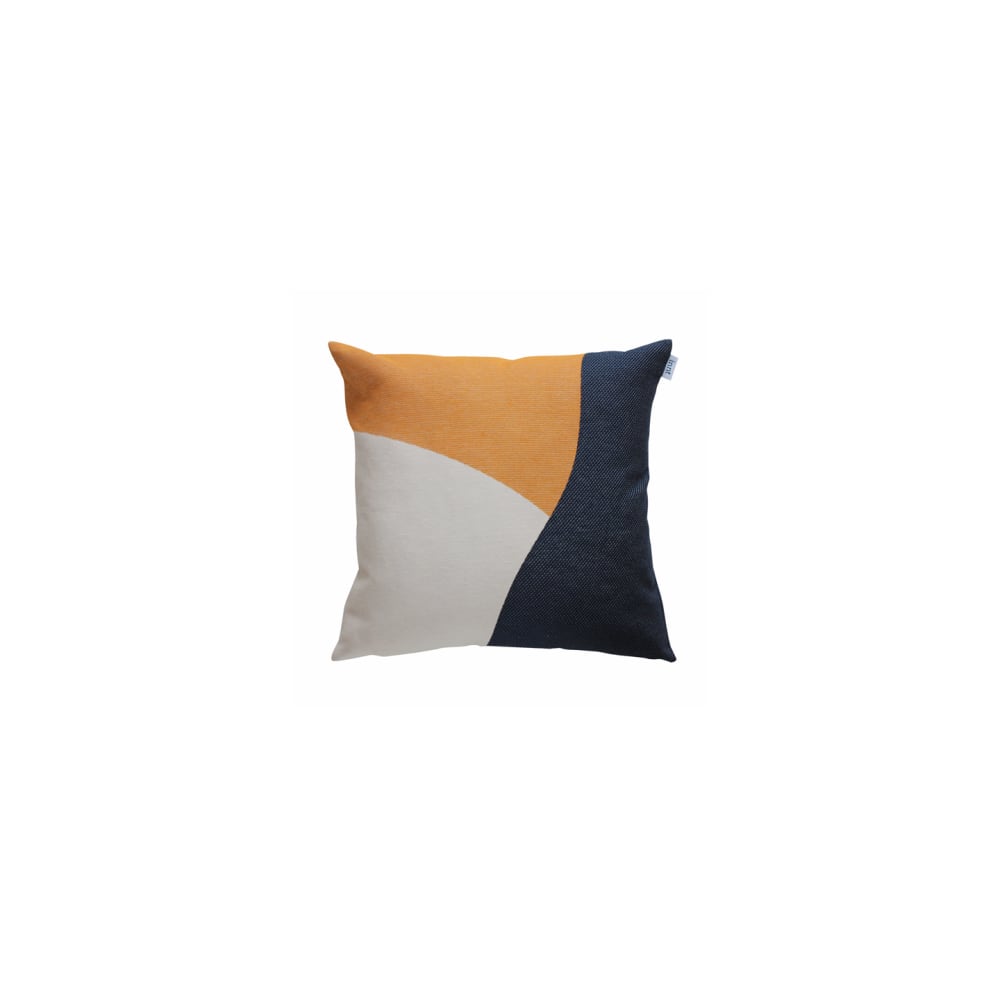 Box & beyond Coussin en coton recyclé bleu navy, blanc et tangerine 50 x 50 cm style contemporain