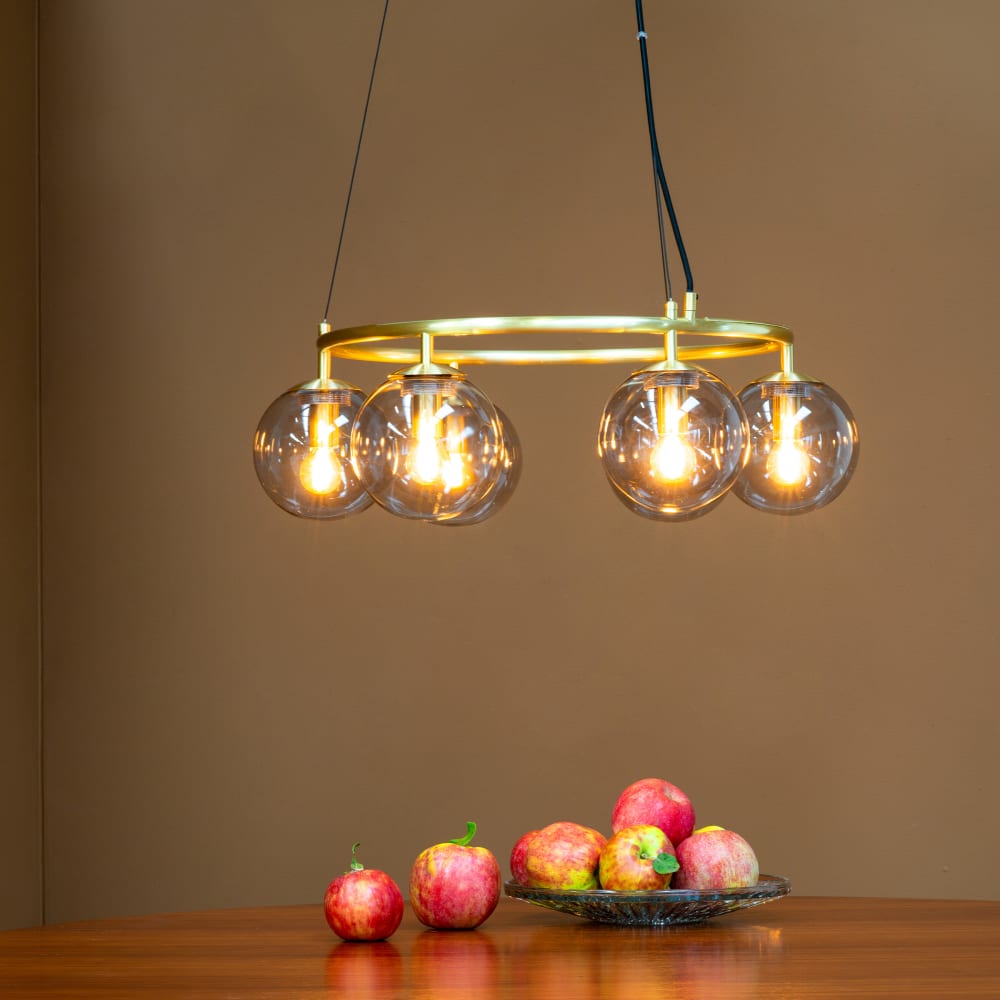 Lustre en verre fumé et métal laiton — vue 3
