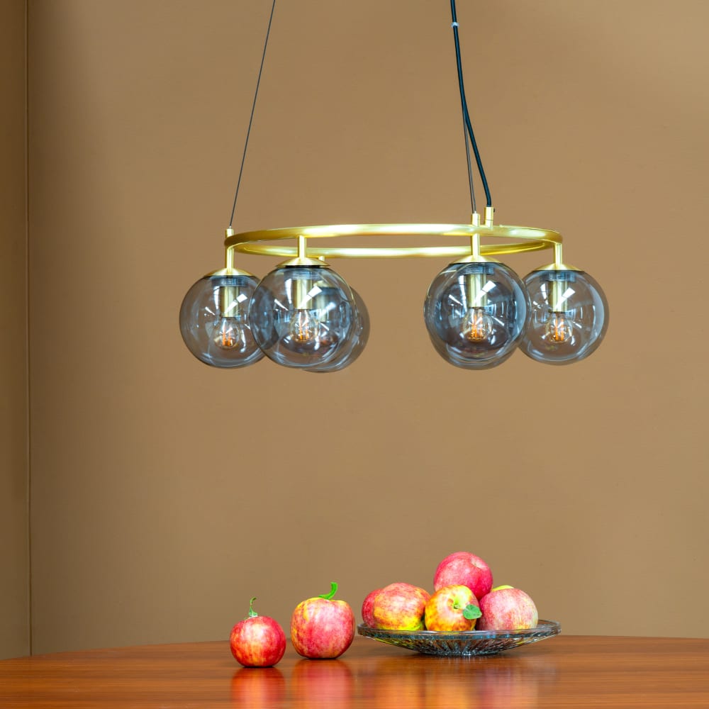 Lustre en verre fumé et métal laiton — vue 4