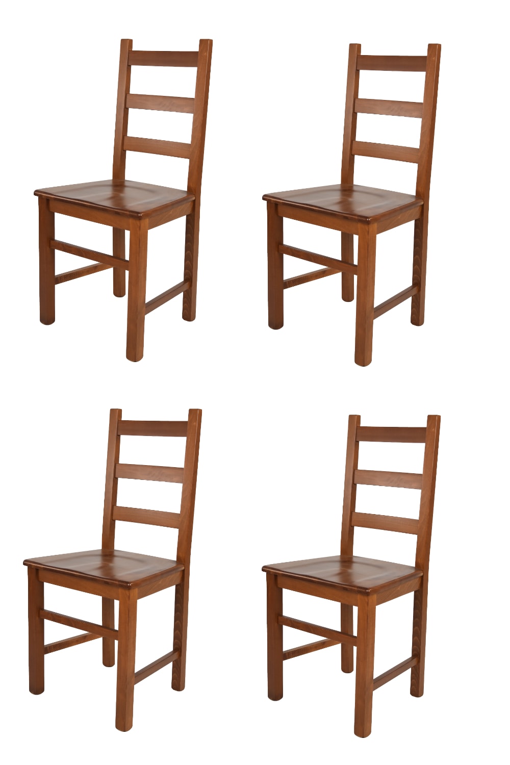 T M C S 4er Set Stühle aus Buchenholz, Helles Nussbraun style landhaus Mehrfarbig
