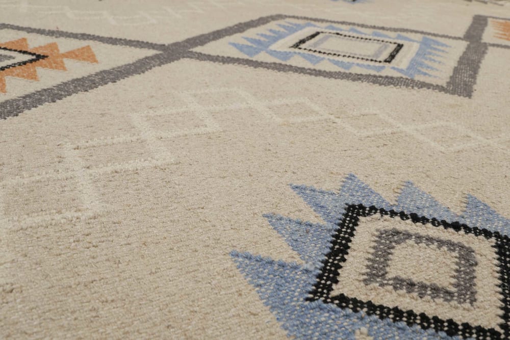 Tapis kilim pure laine tissé main ethnique chic à franges 80x150 — vue 4