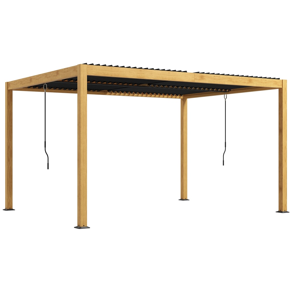 Pergola 3 x 4 m bioclimatique style contemporain alu aspect bois
