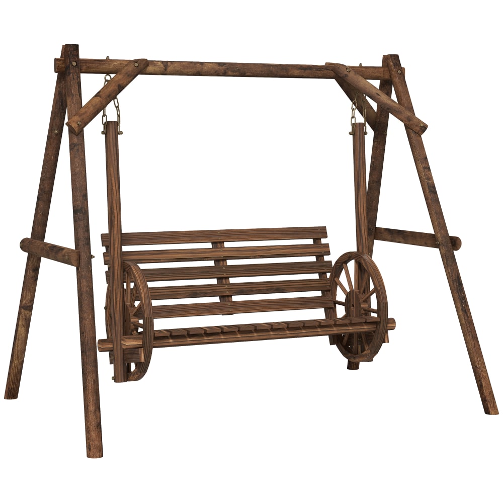 Balancelle de jardin 2 places style western bois traité carbonisation