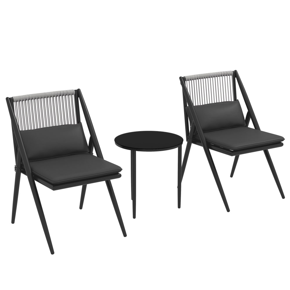 Ensemble bistro jardin design Acapulco 2 places 3 pièces avec coussins