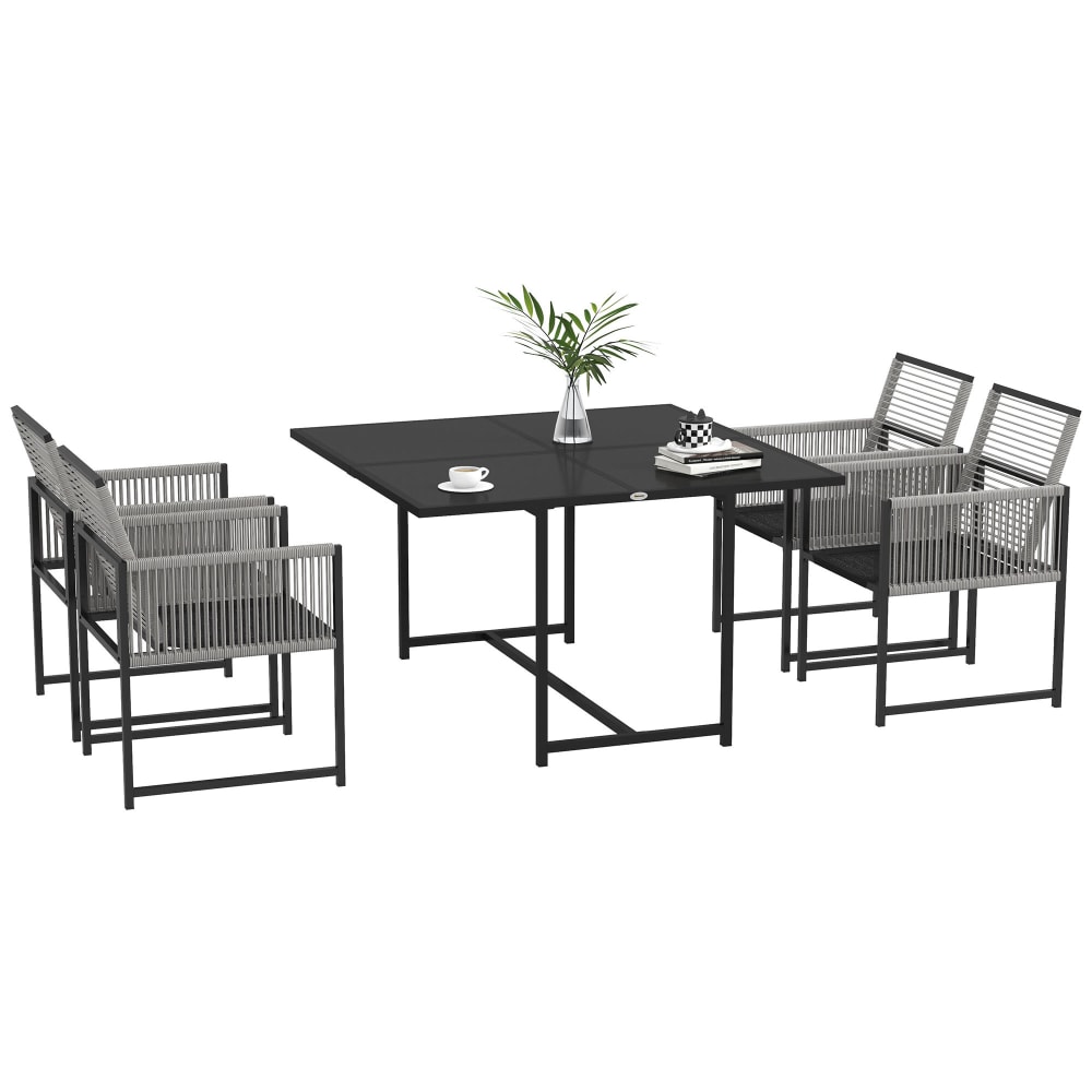 Ensemble salon de jardin design Acapulco encastrable 4 places 5 pièces