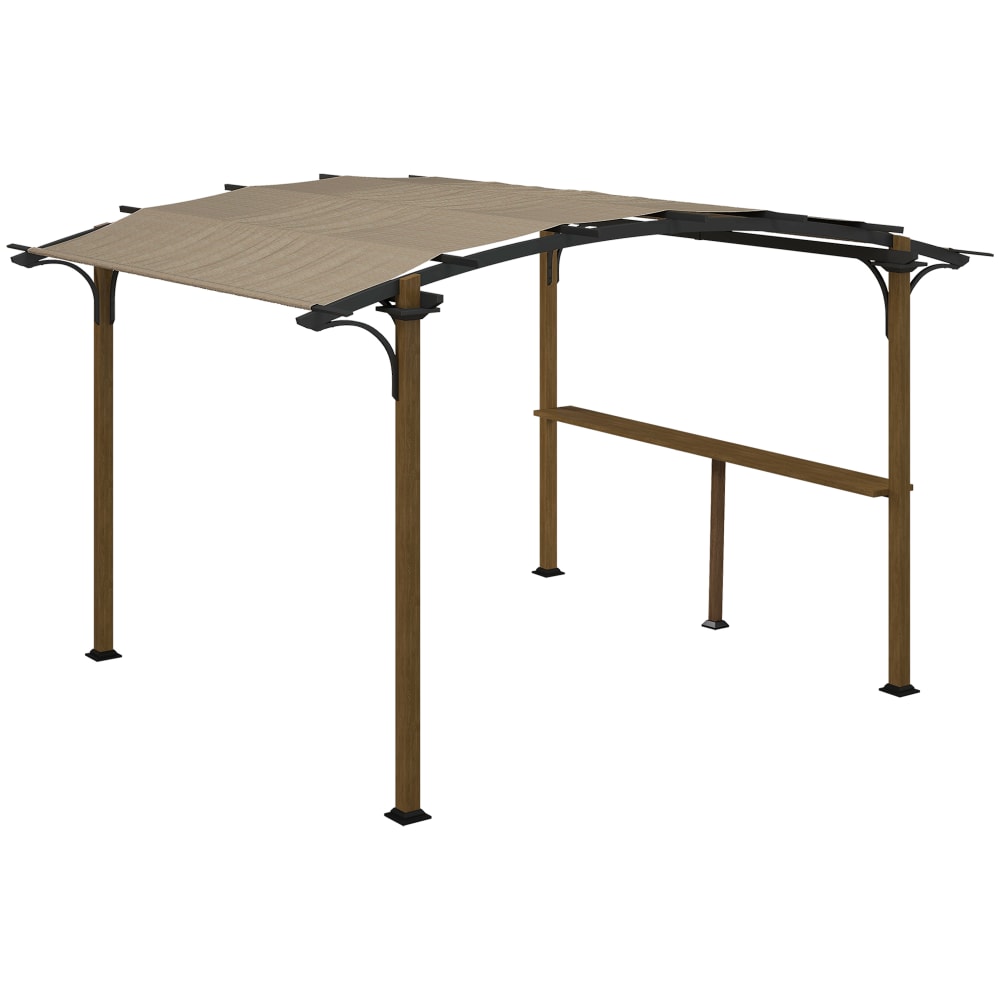 Pergola avec comptoir toit en forme d'arche protection UV acier noir