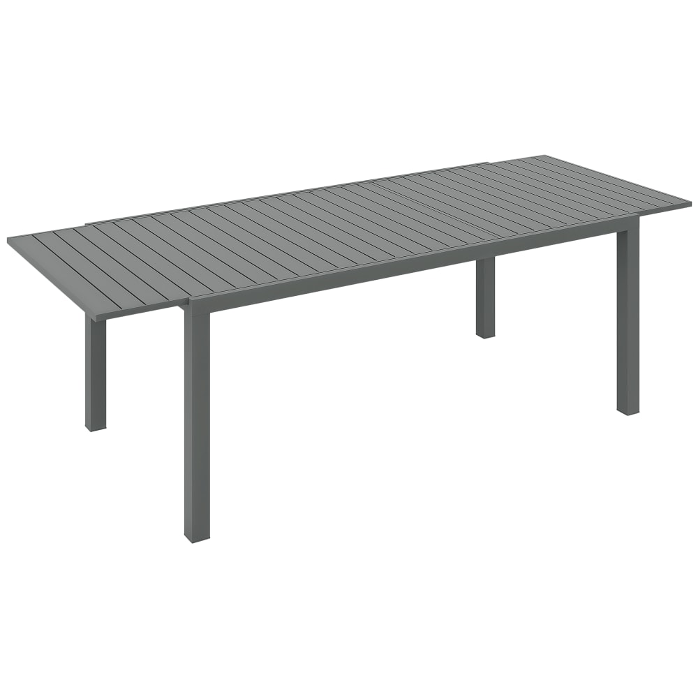 Table extensible de jardin 8 pers. plateau à lattes aluminium gris