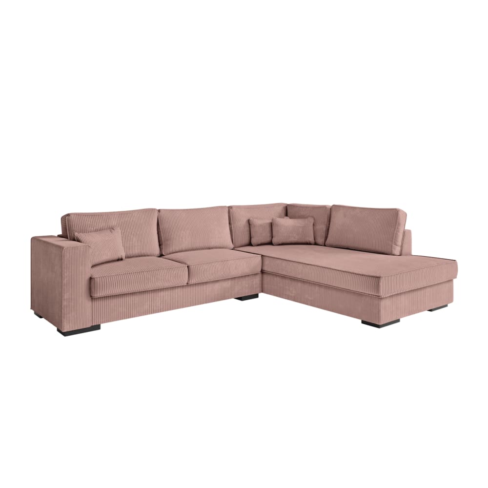 Canapé d'angle XXL 6 places en velours côtelé - Angle droit - Rose