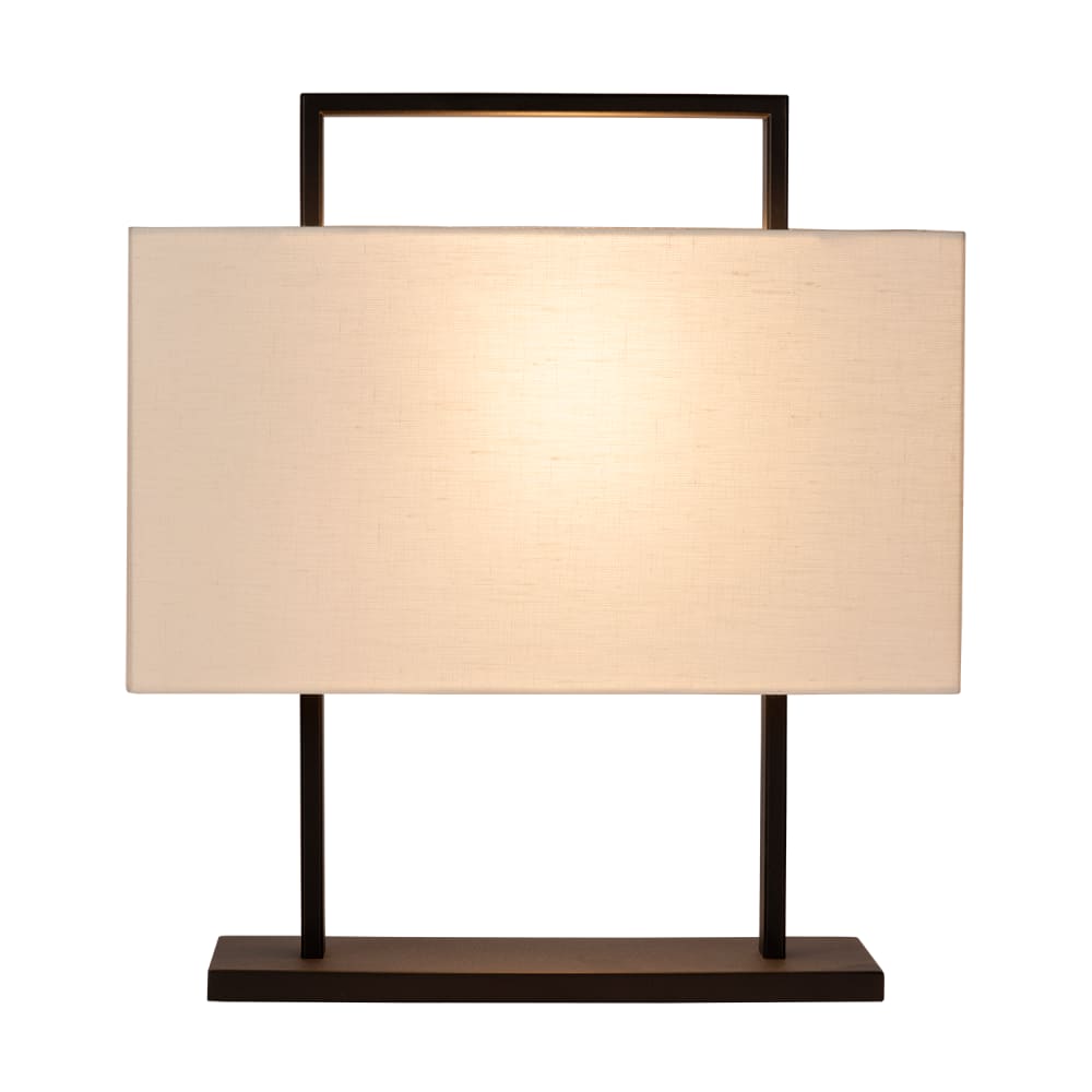 Lampe de table en métal avec abat-jour en lin, noir et blanc, 50 cm