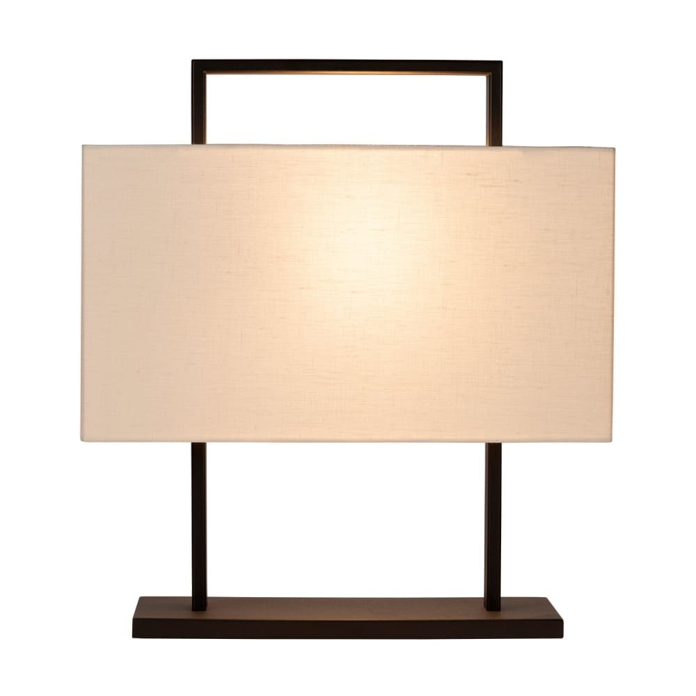 Atmooz Tischlampe aus Metall mit Leinenschirm, Schwarz-Weiß, 50 cm Schwarz Metall