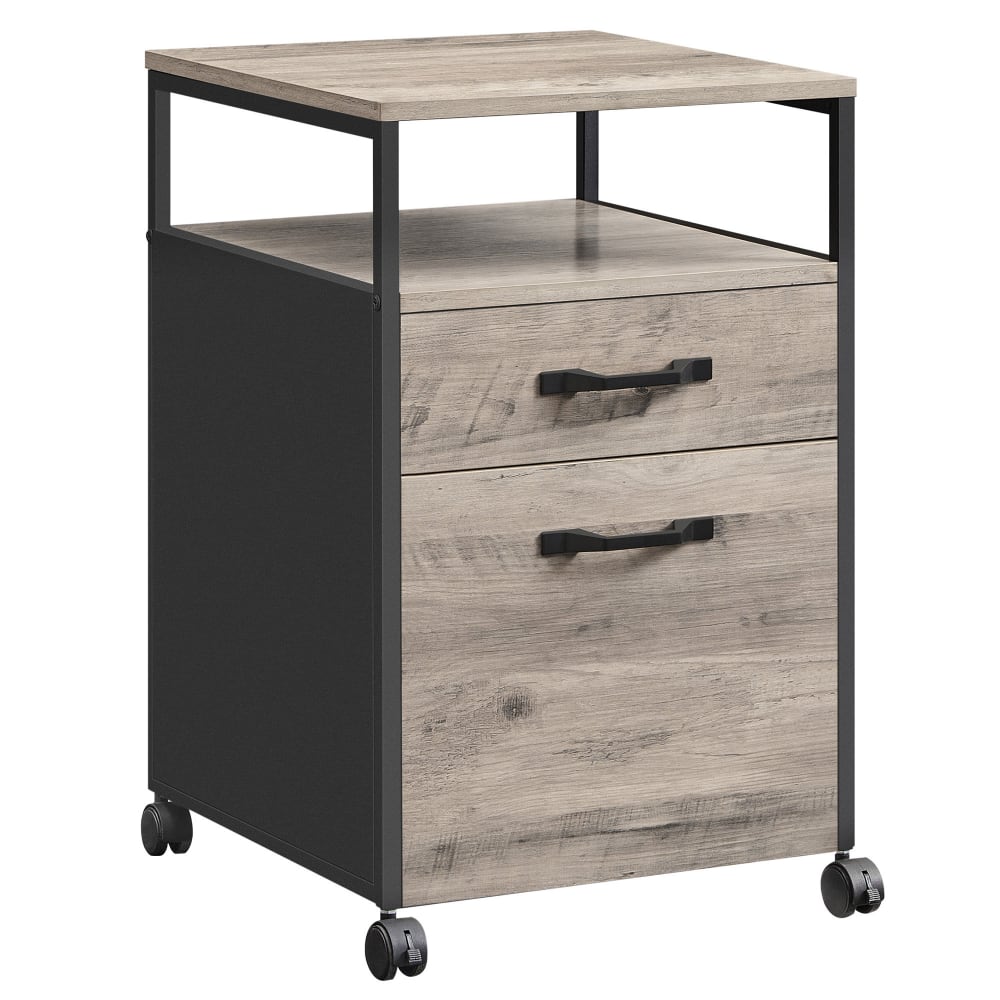 VASAGLE Caisson de bureau à 2 tiroirs rangement document à roulettes noir Gris Bois - 42x66x44cm
