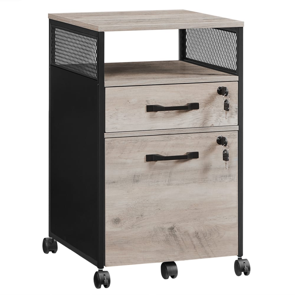 Caisson de bureau à 2 tiroirs rangement document à roulettes noir - Maisons du Monde