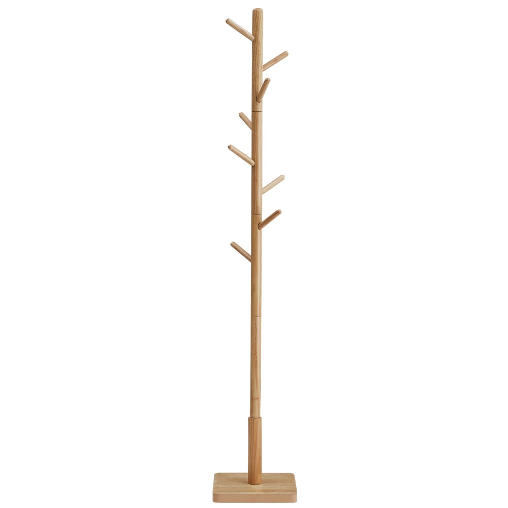 Portemanteau en bois avec 8 crochets bois d'hévéa beige naturel