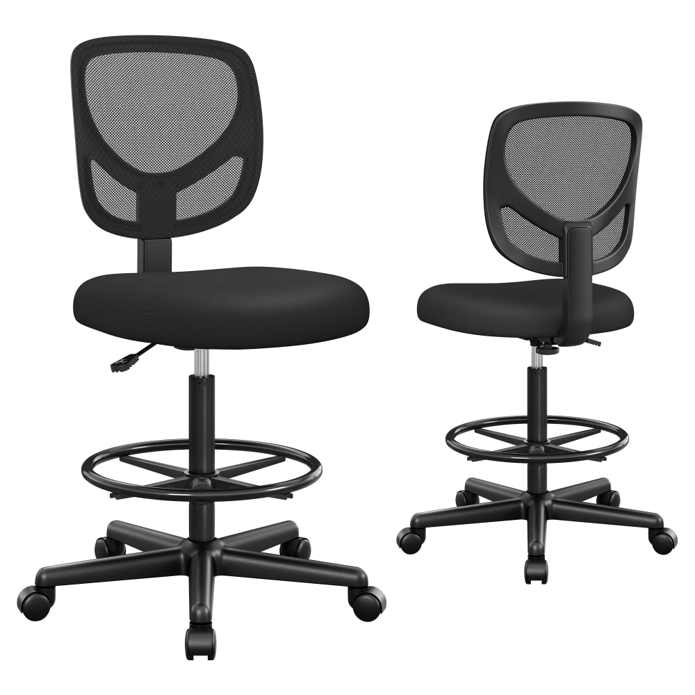 SONGMICS Chaise de bureau siège ergonomique rotatif tissu en maille noir style contemporain Noir Tissu - 64x97x45cm