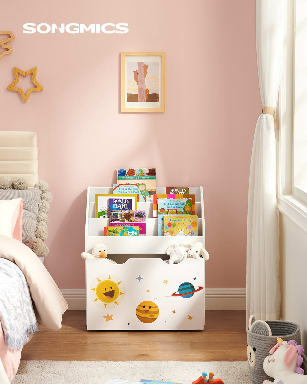 SONGMICS - Bibliothèque pour enfants avec à jouets 62.5 x 29.5 x 70 cm blanc
