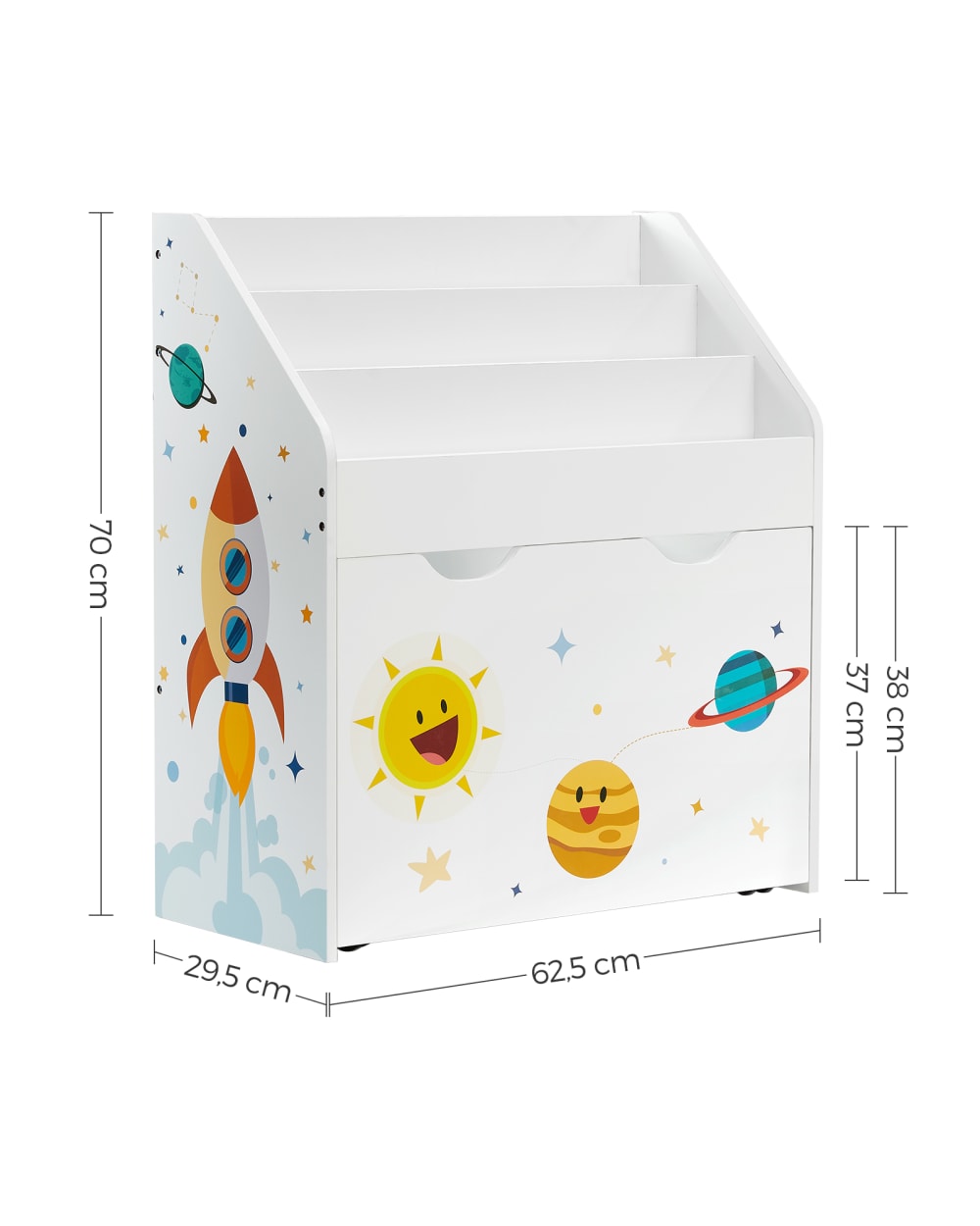 Étagère pour jouets et livres avec roulettes effet bois blanc (SONGMICS) - Image 2