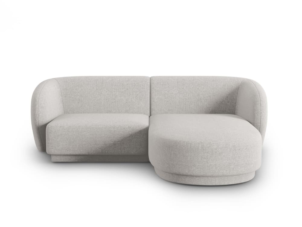 Canapé d'angle droit modulable 3 places en tissu chenille argent chiné