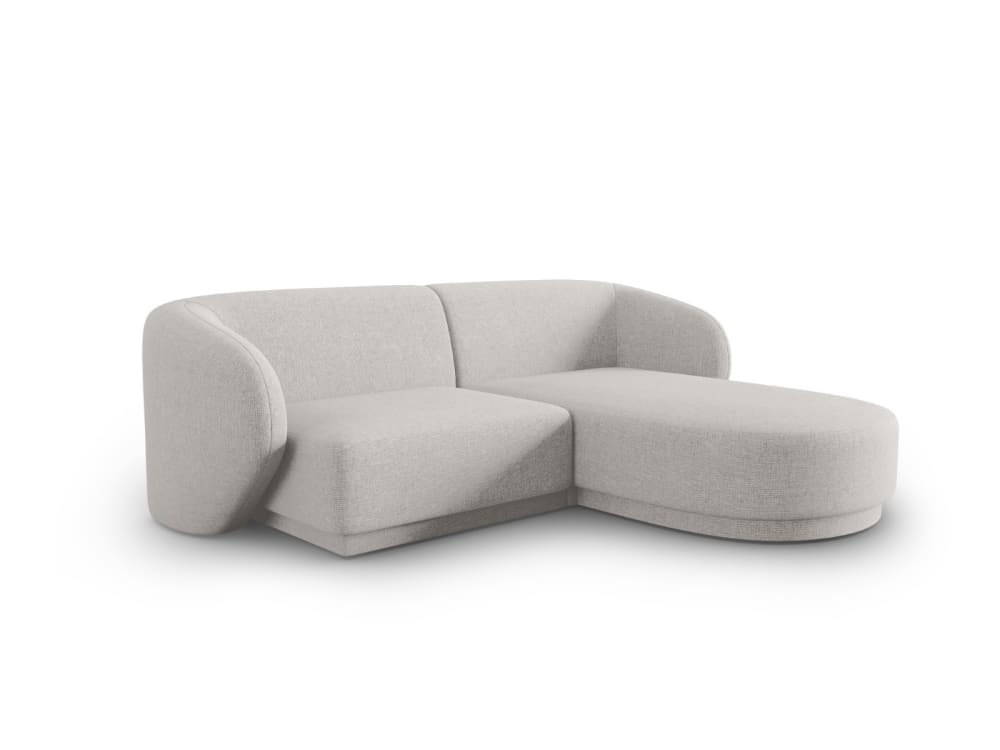 Canapé d'angle droit modulable 3 places en tissu chenille argent chiné