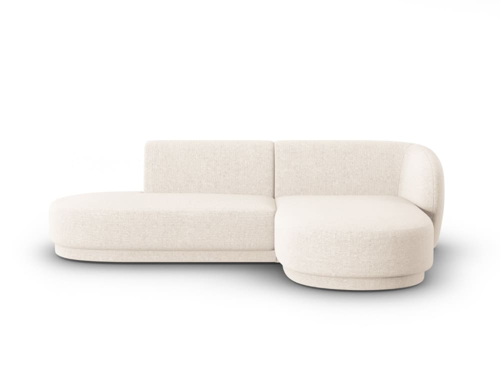 Canapé d'angle droit modulable 4 places en tissu chenille beige clair