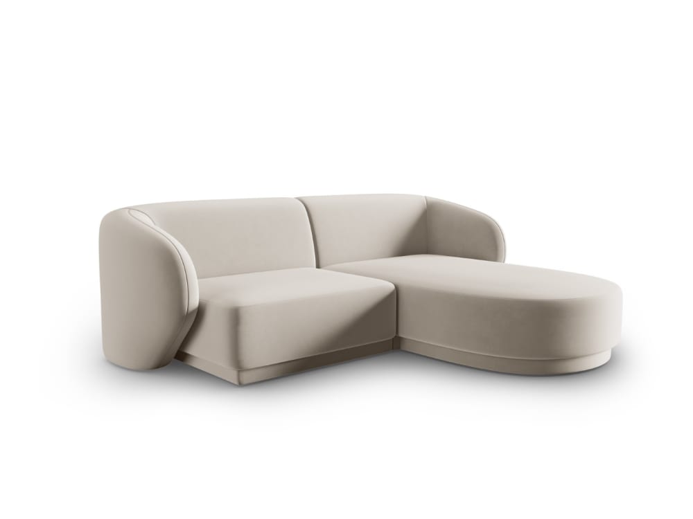 Canapé d'angle droit modulable 3 places en velours beige - Maisons du Monde