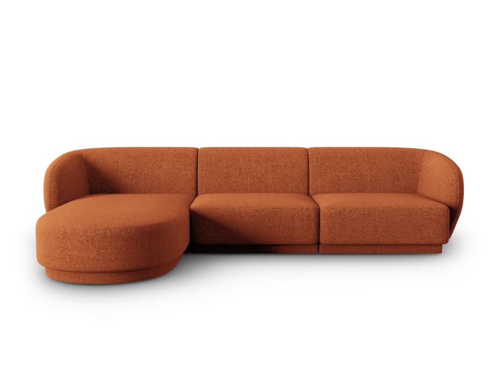 Canapé d'angle gauche modulable 4 places en chenille Terracotta