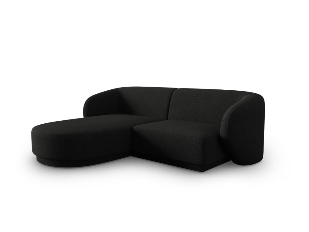 Canapé d'angle gauche modulable 3 places tissu chenille noir
