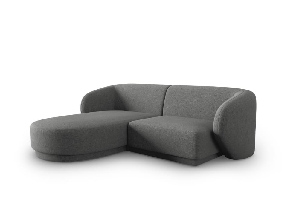 Canapé d'angle gauche modulable 3 places en tissu chenille gris foncé