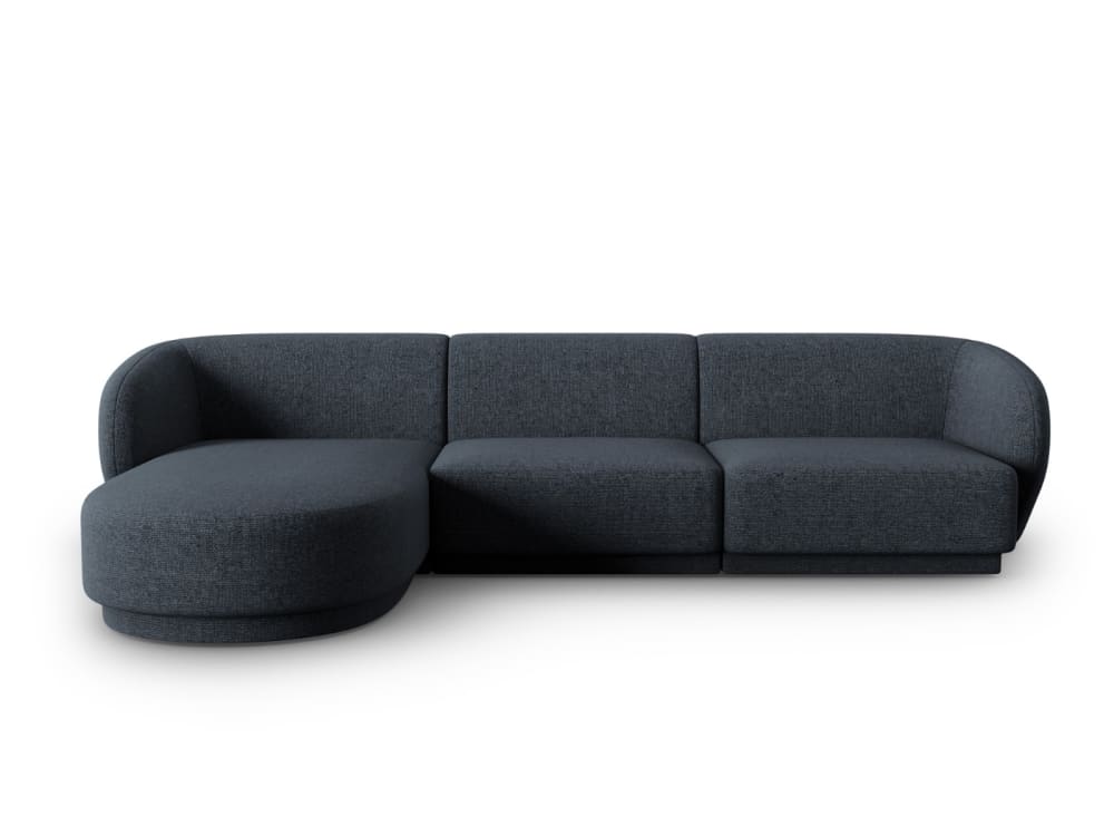 Canapé d'angle gauche modulable 4 places tissu chenille bleu