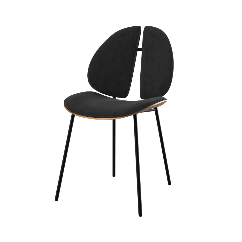 Maison Pavane Samtstuhl in Schwarz und Nussbaumholz style modern Schwarz Samt