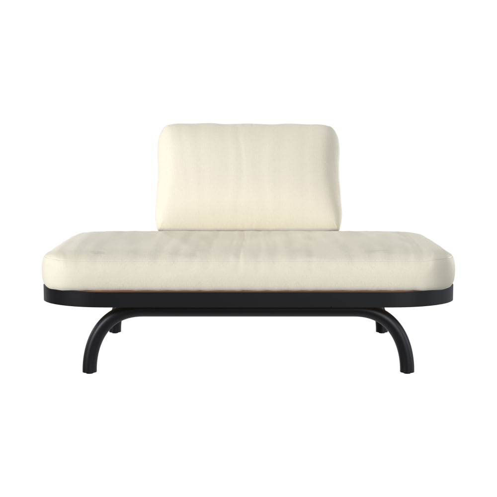 Fauteuil de jardin 2 places blanc cassé et pieds en métal noir