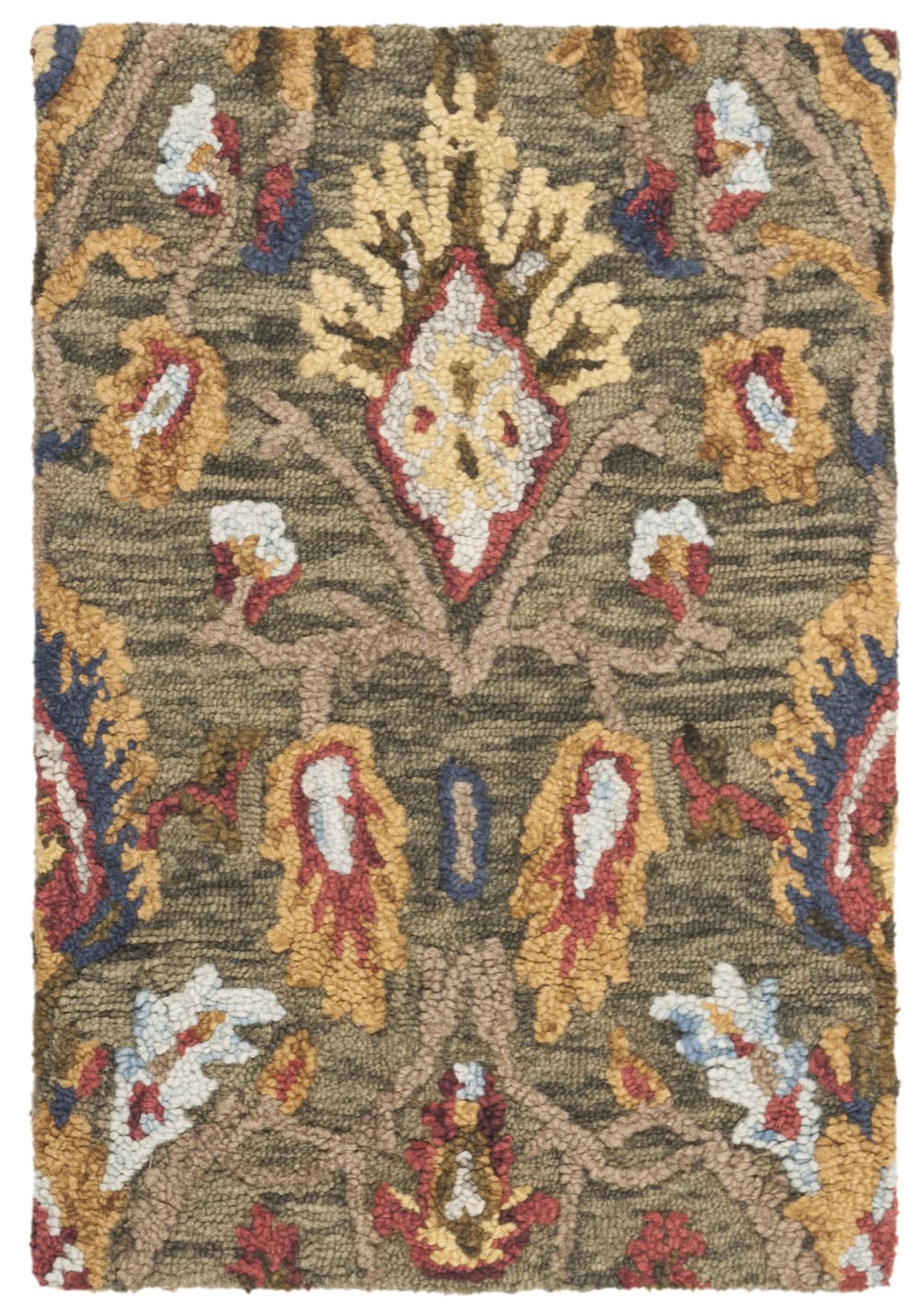 Tapis traditionnel en laine vert/multicolore, 69 x 122 cm