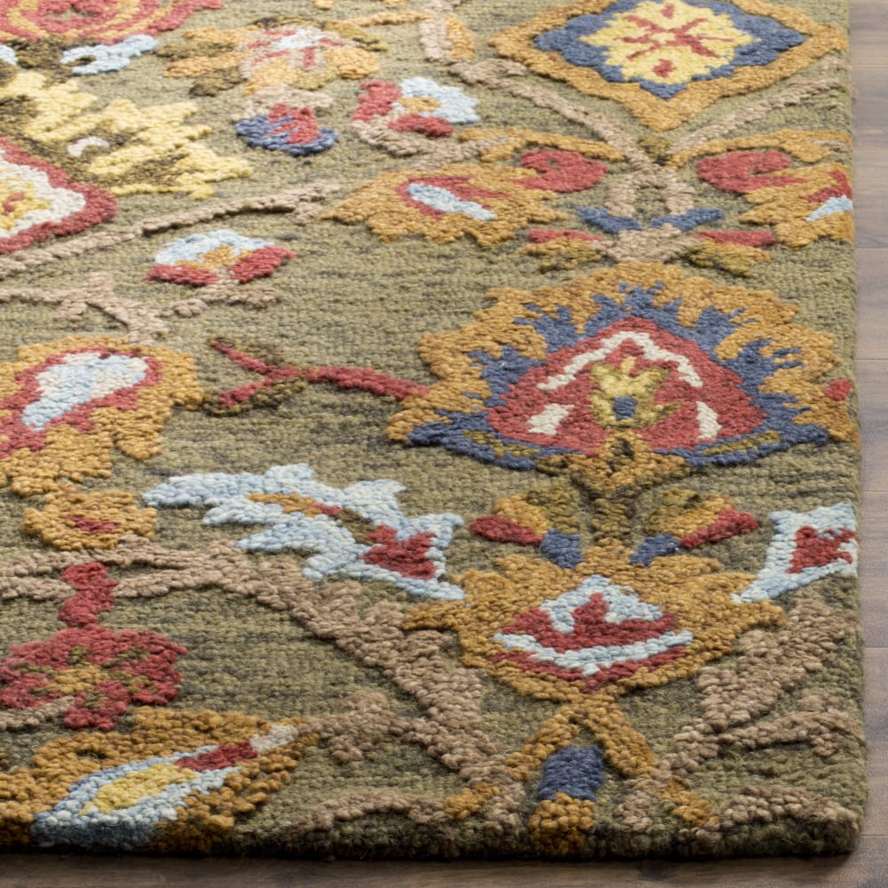 Tapis traditionnel en laine vert/multicolore, 69 x 122 cm — vue 4