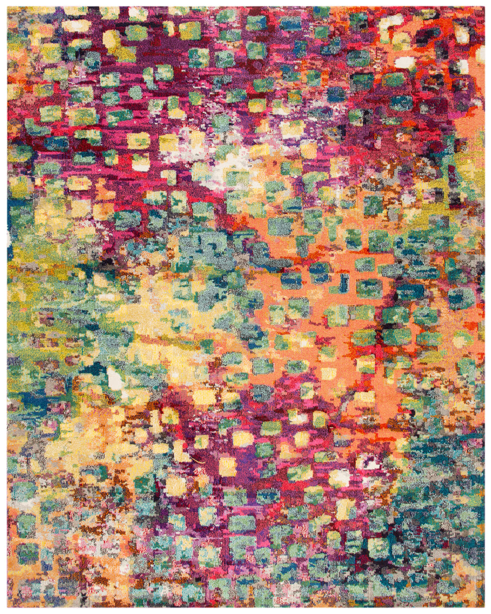 Tapis contemporain en polypropylène rose/or, 244 x 305 cm