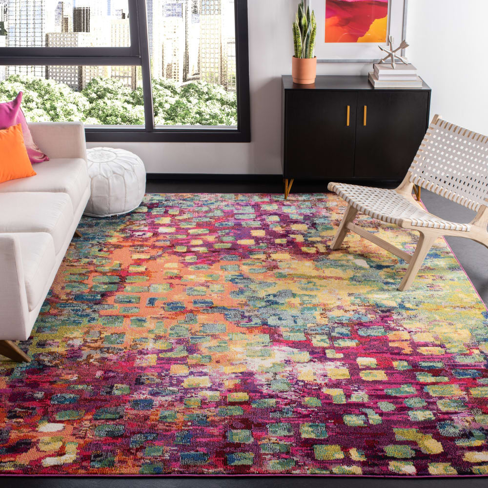 Tapis contemporain en polypropylène rose/or, 244 x 305 cm — vue 3