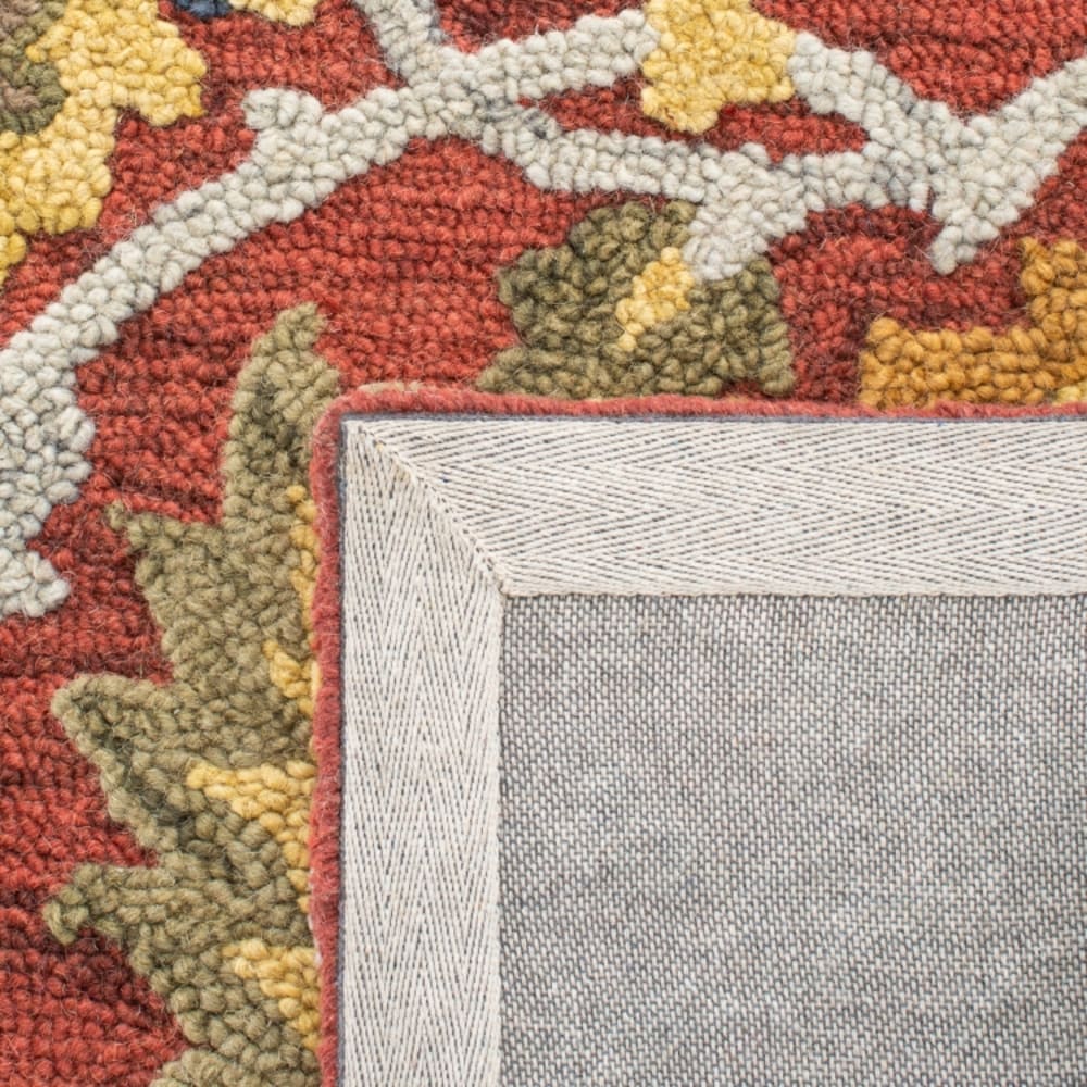 Tapis traditionnel en laine rouge/multicolore, 122 x 122 cm — vue 3