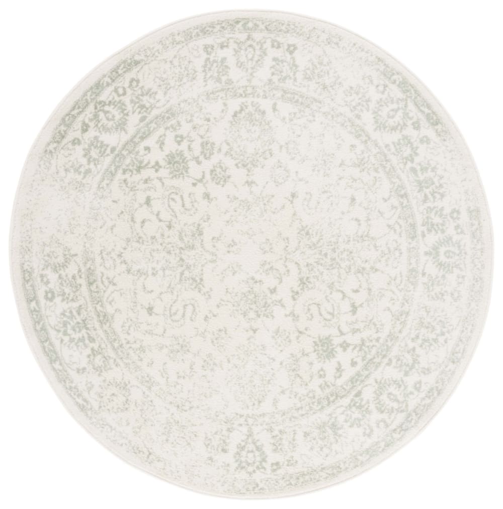 Tapis vintage patiné en polypropylène blanc/vert, 122 cm
