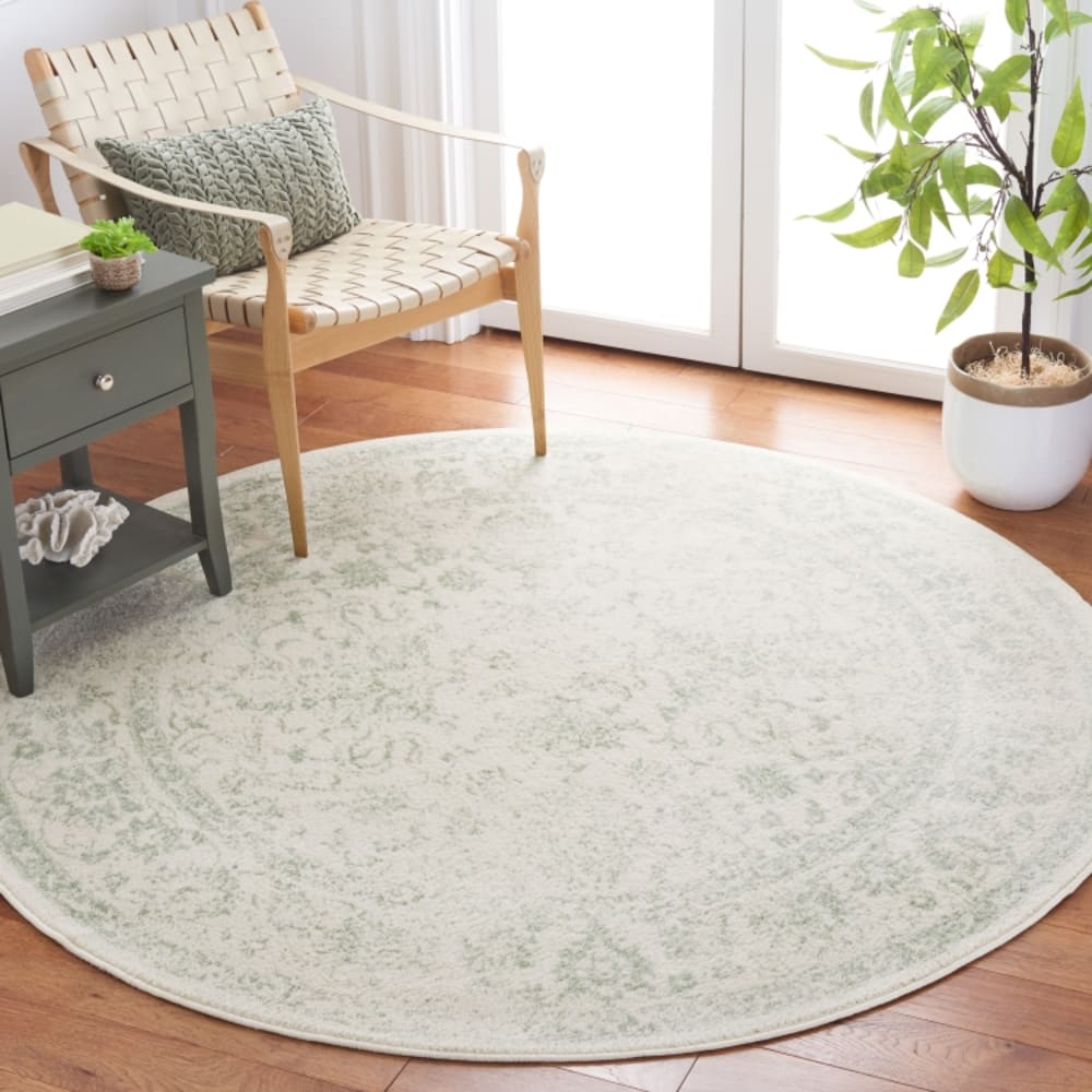 Tapis vintage patiné en polypropylène blanc/vert, 122 cm — vue 4