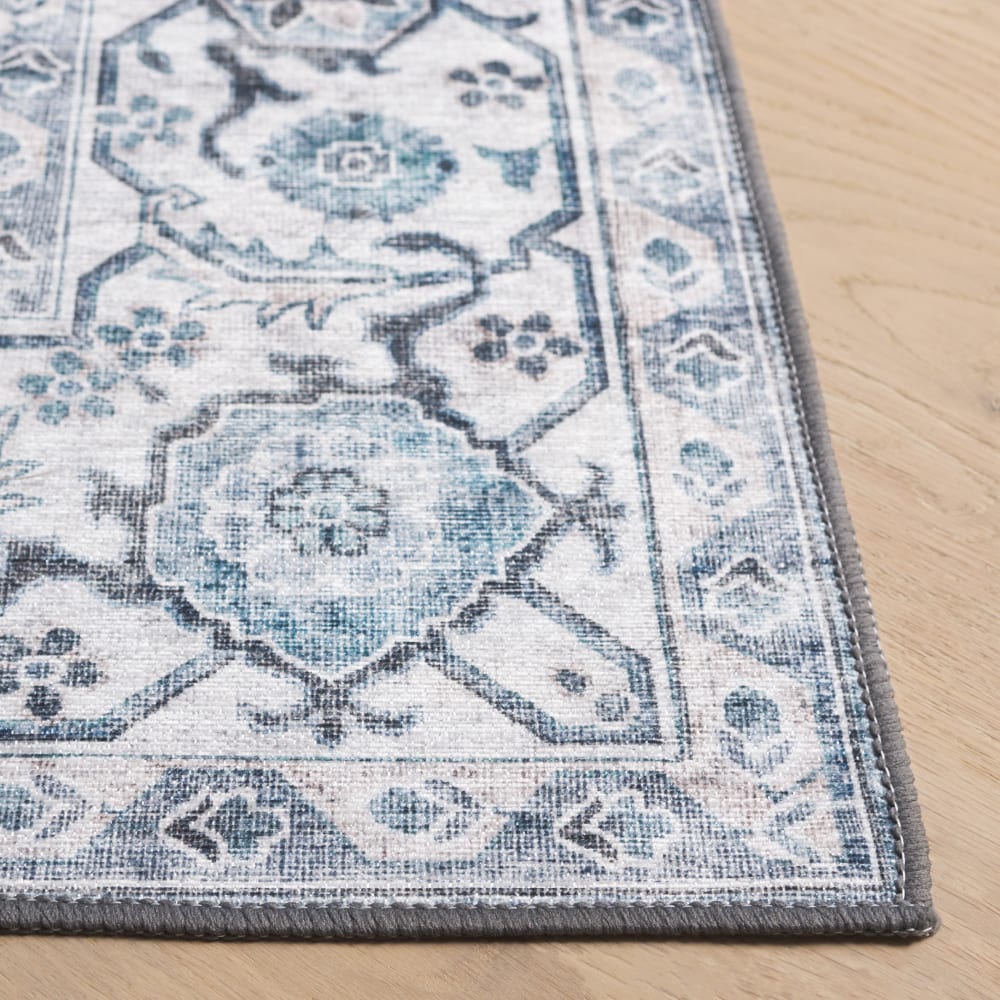 Tapis traditionnel en polyester blanc/bleu, 152 x 244 cm — vue 4