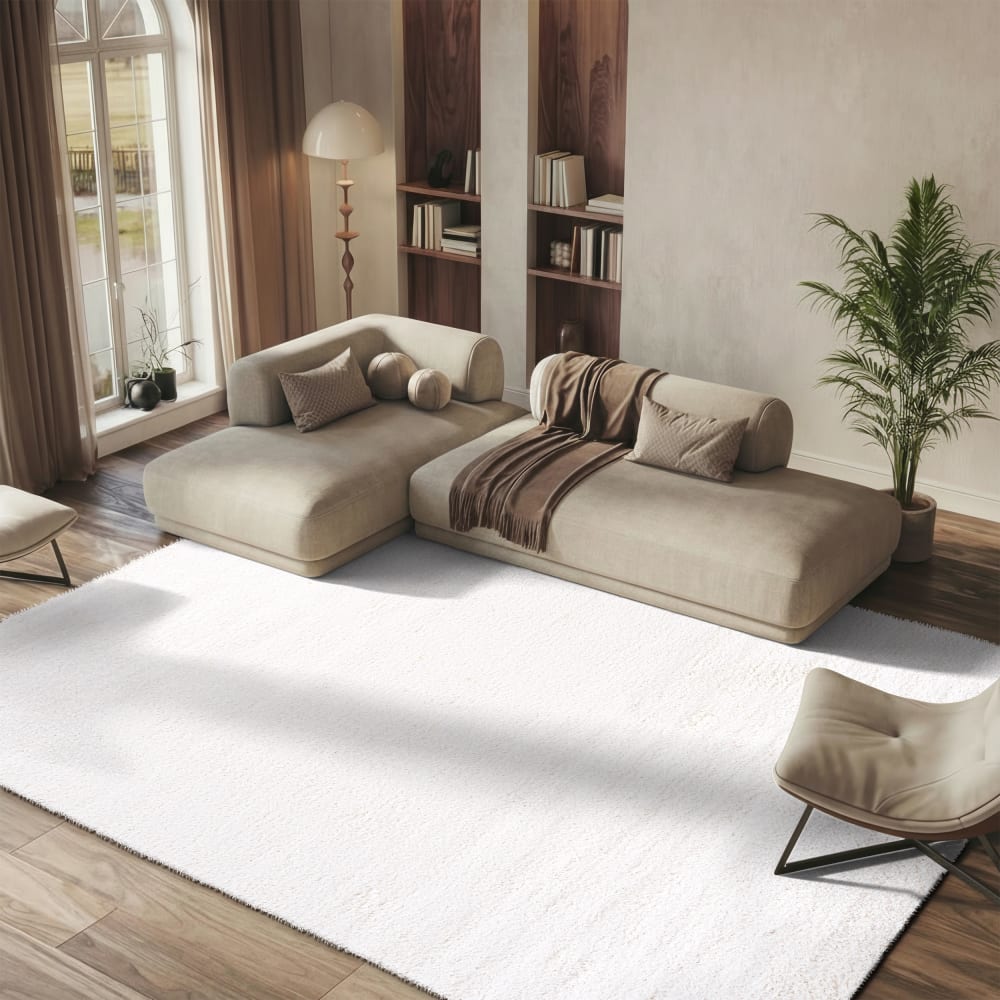 Tapis en polyester blanc, 122 x 183 cm — vue 3