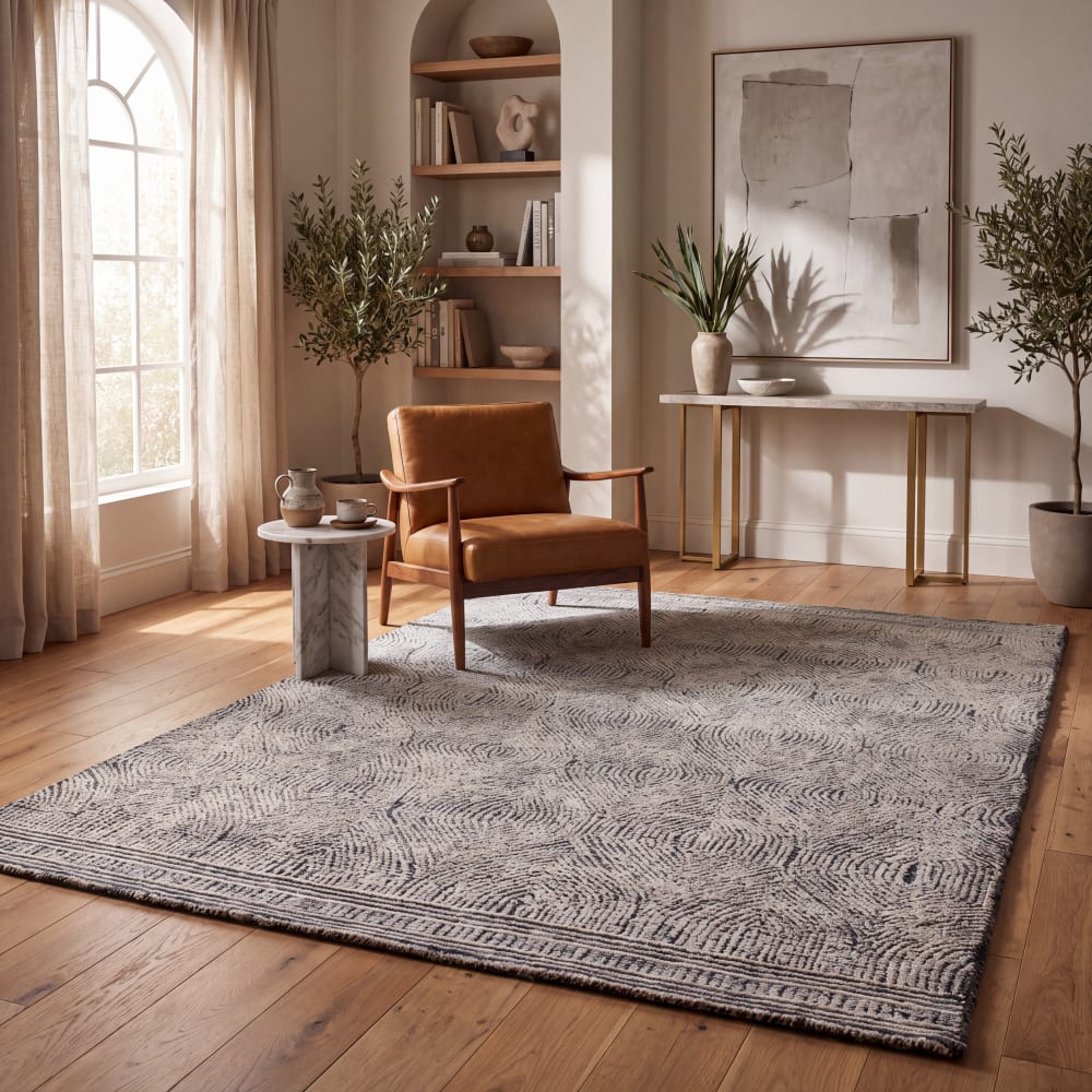 Tapis bohémien en laine blanc/gris, 244 x 305 cm - Maisons du Monde