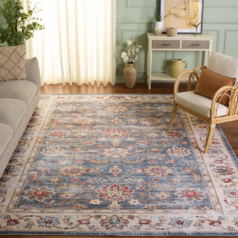 Tapis traditionnel en polyester vert/beige, 244 x 305 cm — vue 3