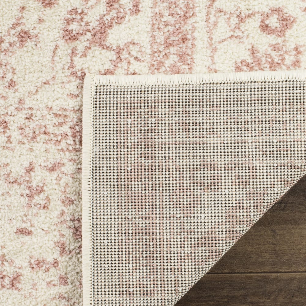 Tapis vintage patiné en polypropylène blanc/rose, 76 x 183 cm — vue 4