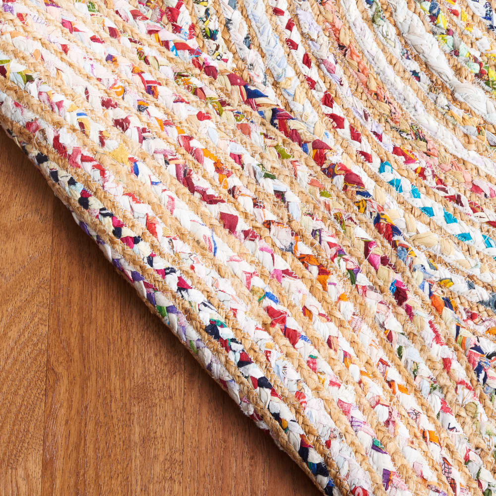 Tapis côtier en jute beige/multicolore, 122 cm