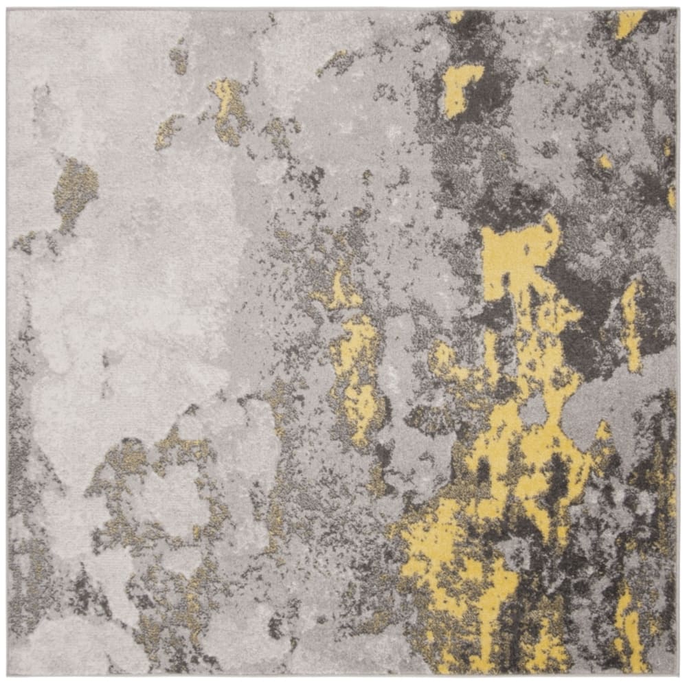 Tapis en polypropylène gris/jaune, 201 x 201 cm
