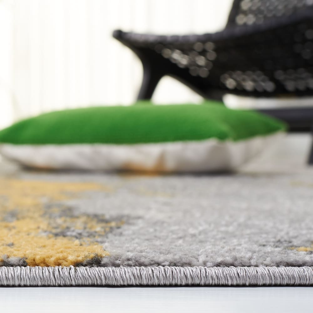 Tapis en polypropylène gris/jaune, 201 x 201 cm — vue 4
