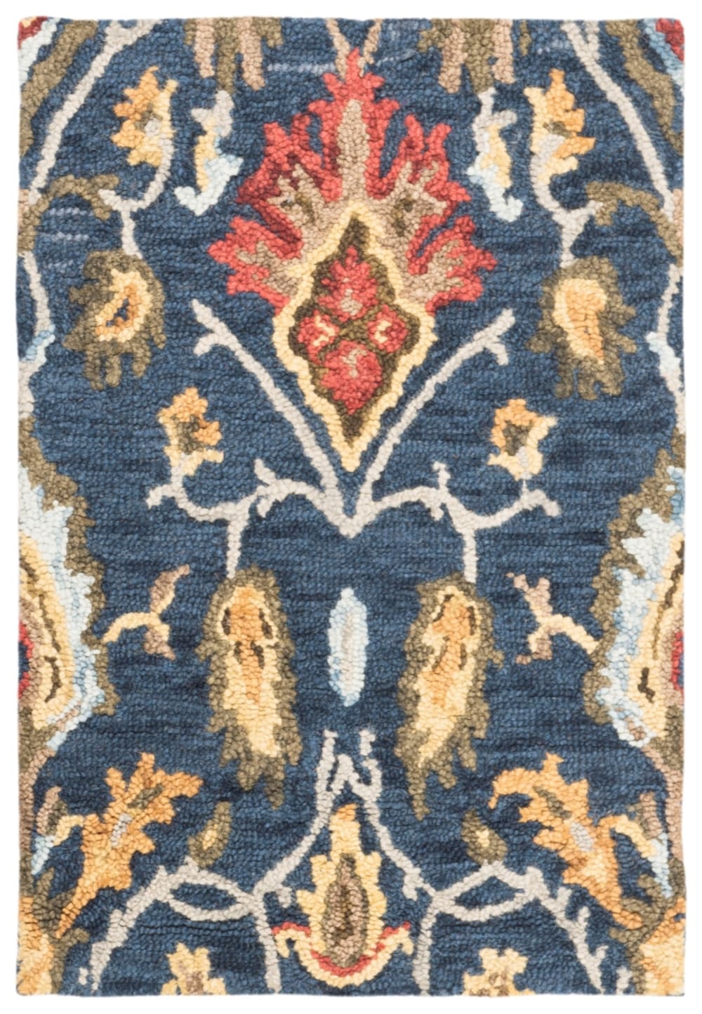 Tapis traditionnel en laine bleu/multicolore, 69 x 122 cm