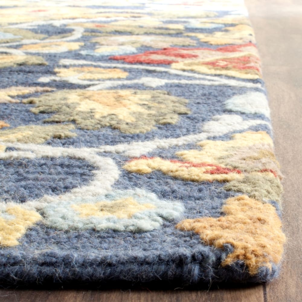 Tapis traditionnel en laine bleu/multicolore, 69 x 122 cm — vue 3