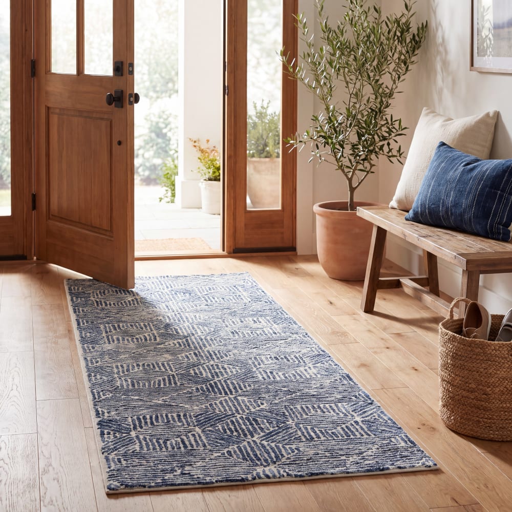 Tapis moderne en laine bleu/blanc, 69 x 122 cm — vue 3