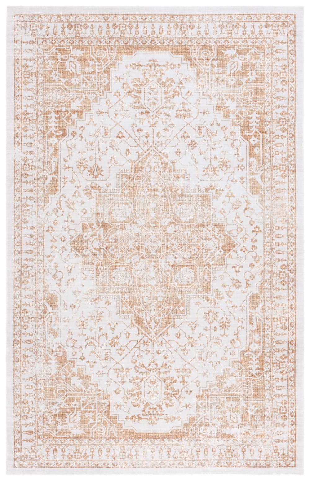 Tapis traditionnel en polyester beige/or, 122 x 183 cm