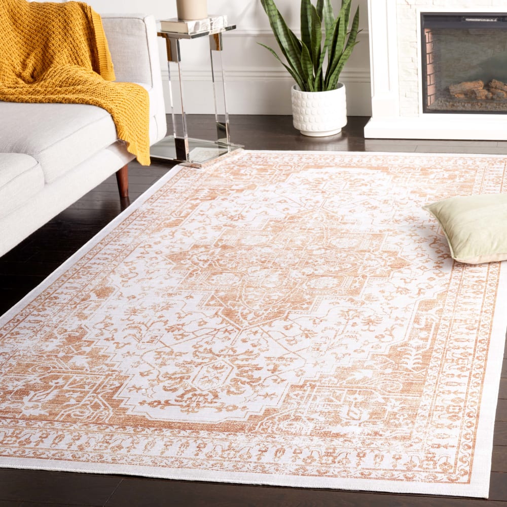 Tapis traditionnel en polyester beige/or, 122 x 183 cm — vue 3